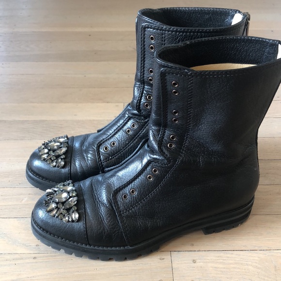 Jimmy choo Crystal encrusted toe combat boots 7:5 - Picture 3 of 7